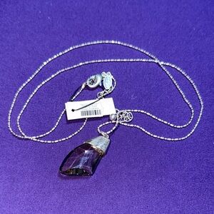 Chico's Silvertone Crystal Pendant Necklace (3)